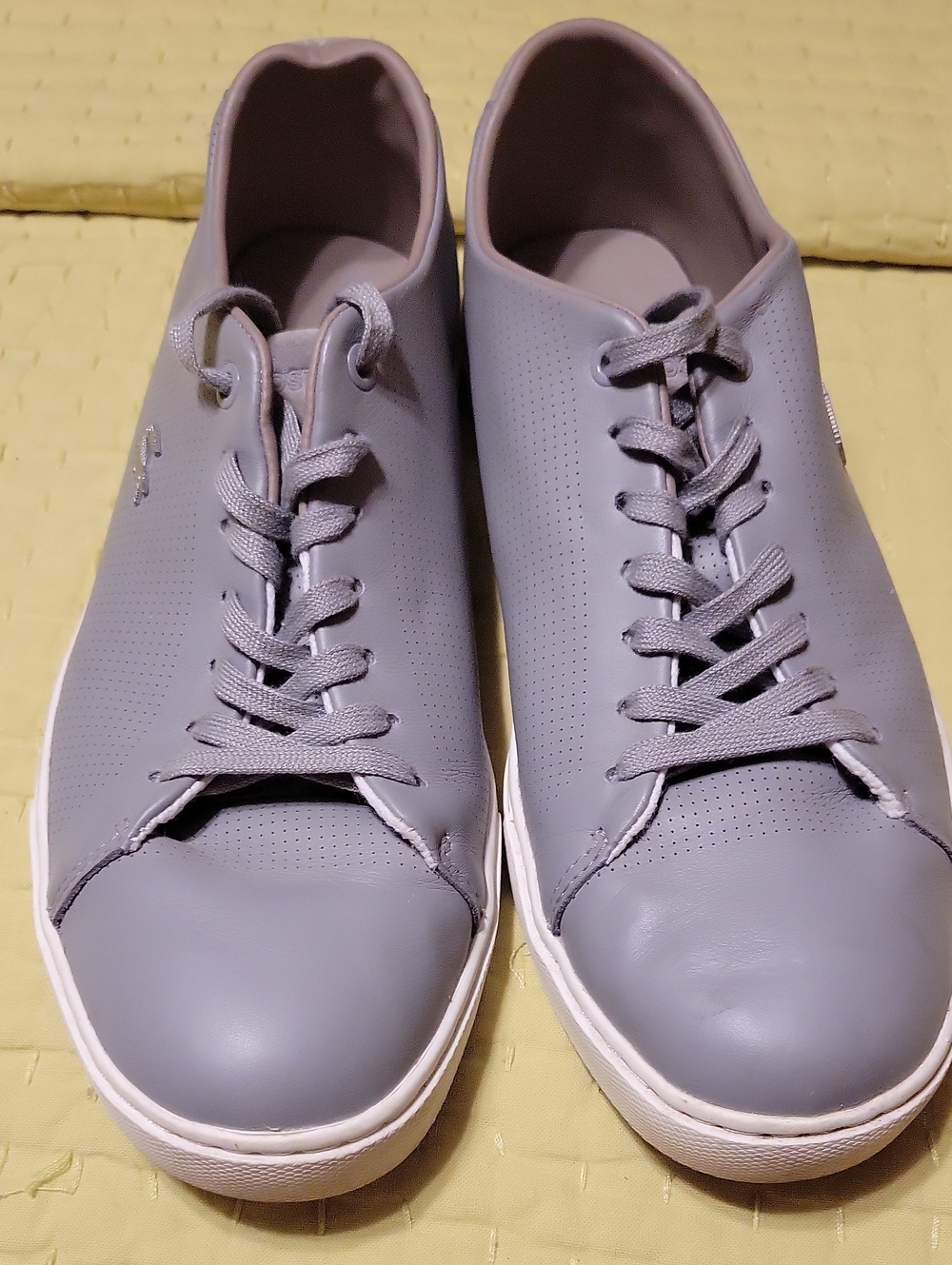 Lacoste Men's Light Gray Perforated Leather Sneakers